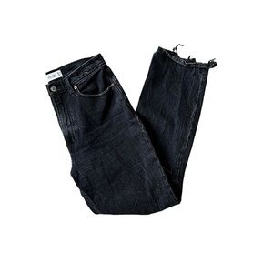 Abercrombie- Black 'Ultra High Rise Ankle Straight' Distressed Jeans, Size 28/6L
